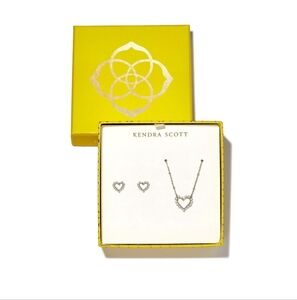 NWT! Kendra Scott Silver Heart Necklace and Earrings Set